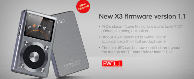 الإصدار لنظام التشغيل ١،١ لمشغل الصوت المحول FiiO X3 2nd Generation