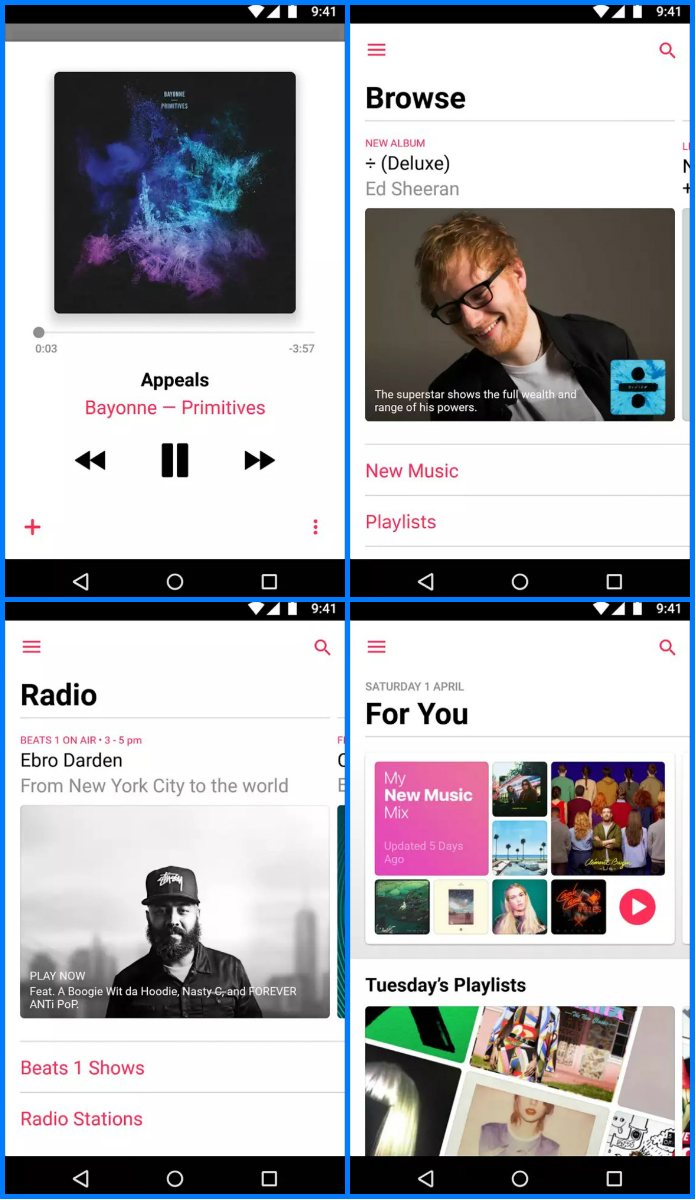 تطبيق Apple Music على أندرويد يحصل على أول تحديث جذري منذ اطلاقه