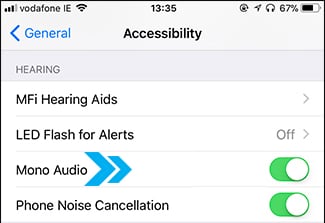 تحويل إشارة الصوت إلى Mono في نظام iOS
