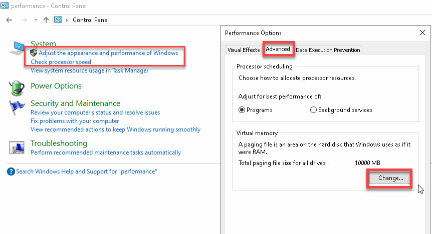 تغيير Virtual Memory