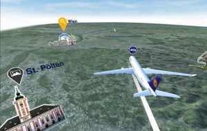 Lufthansa VR virtual glass bottom plane moving map