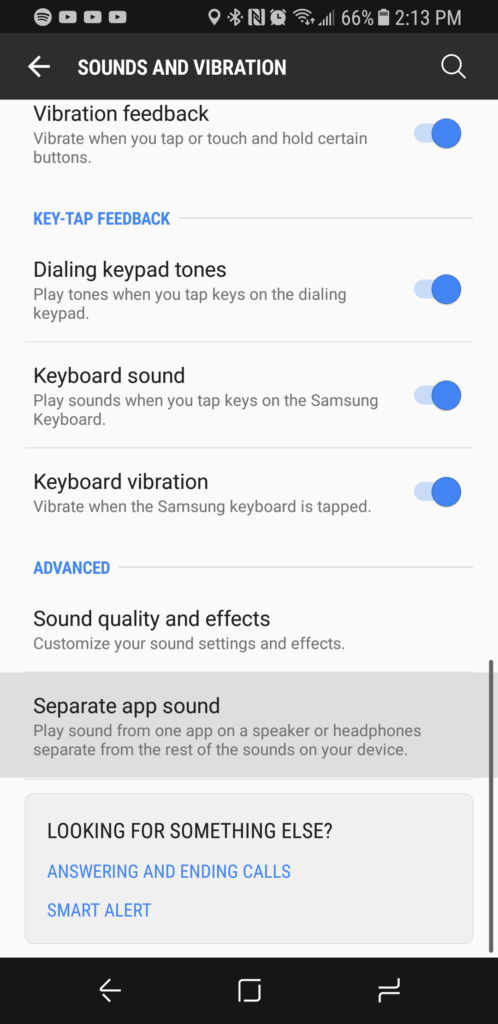 Separate app Sounds feature