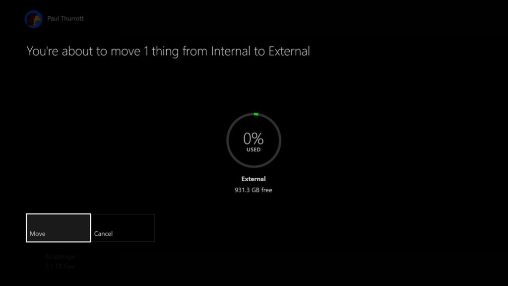 Install external storage on Xbox One