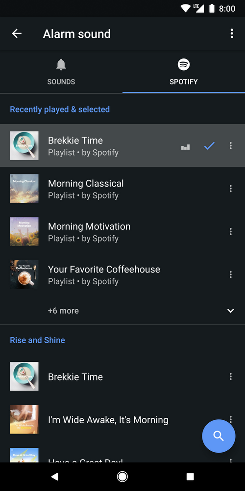 Spotify alarm playlists